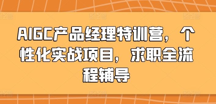 AIGC产品经理特训营，个性化实战项目，求职全流程辅导-87副业网