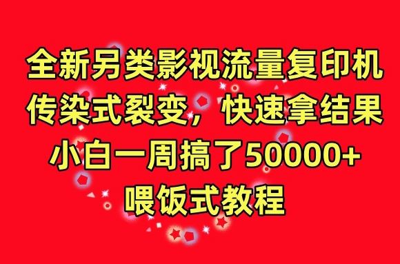 全新另类影视流量复印机，传染式裂变，快速拿结果，小白一周搞了50000+，喂饭式教程【揭秘】-87副业网