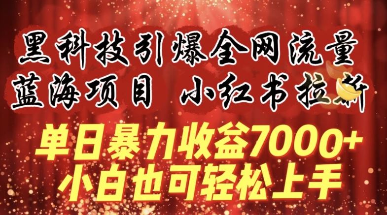 蓝海项目!黑科技引爆全网流量小红书拉新，单日暴力收益7000+，小白也能轻松上手【揭秘】-87副业网