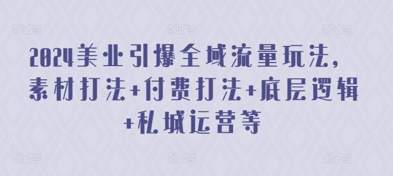 2024美业引爆全域流量玩法，素材打法 付费打法 底层逻辑 私城运营等-87副业网