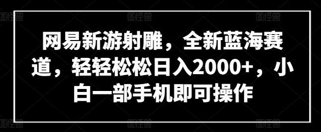 网易新游射雕，全新蓝海赛道，轻轻松松日入2000+，小白一部手机即可操作【揭秘】-87副业网