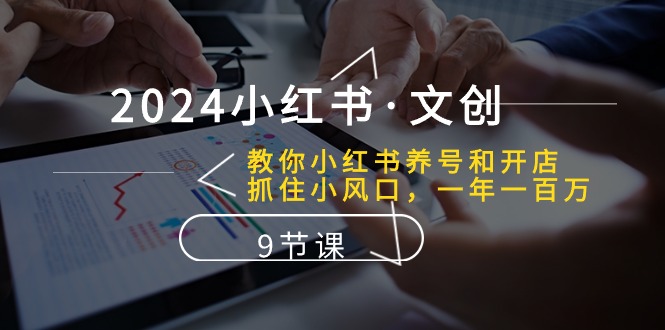 2024小红书文创：教你小红书养号和开店、抓住小风口 一年一百万 (9节课)-87副业网