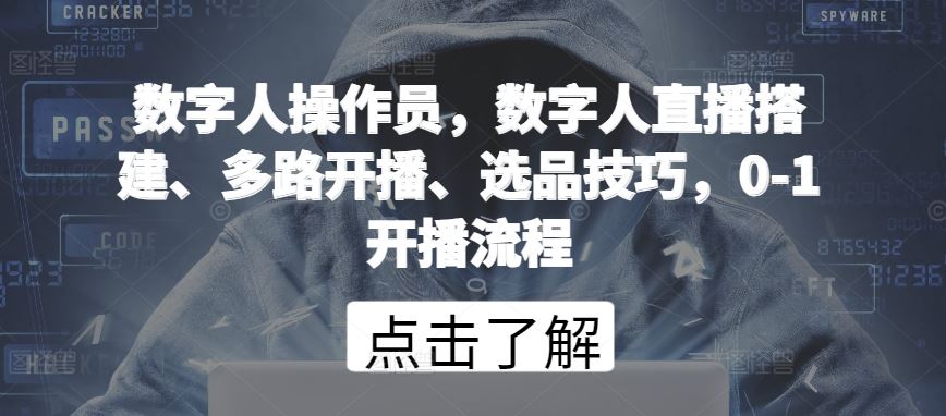 数字人操作员，数字人直播搭建、多路开播、选品技巧，0-1开播流程-87副业网