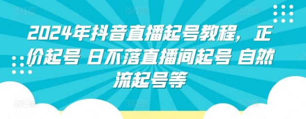 2024年抖音直播起号教程，正价起号 日不落直播间起号 自然流起号等-87副业网