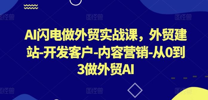 AI闪电做外贸实战课，​外贸建站-开发客户-内容营销-从0到3做外贸AI-87副业网