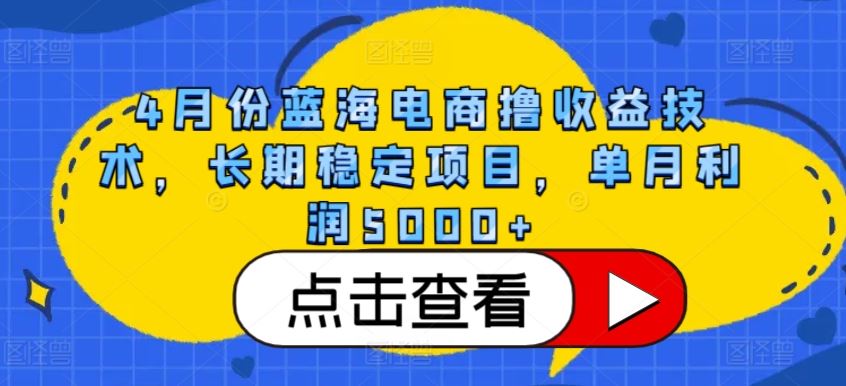 4月份蓝海电商撸收益技术，长期稳定项目，单月利润5000+【揭秘】-87副业网