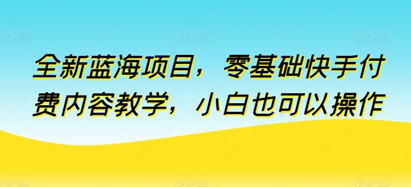 全新蓝海项目，零基础快手付费内容教学，小白也可以操作【揭秘】-87副业网