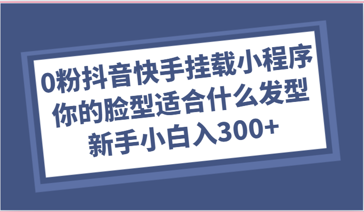 0粉抖音快手挂载小程序，你的脸型适合什么发型玩法，新手小白日入300+-87副业网