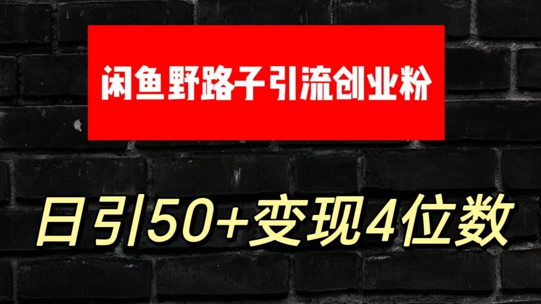 大眼闲鱼野路子引流创业粉，日引50+单日变现四位数-87副业网