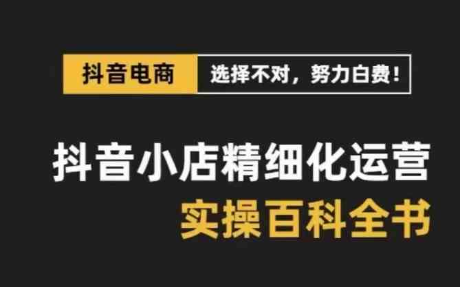 抖音小店精细化运营百科全书，保姆级运营实战讲解（更新）-87副业网