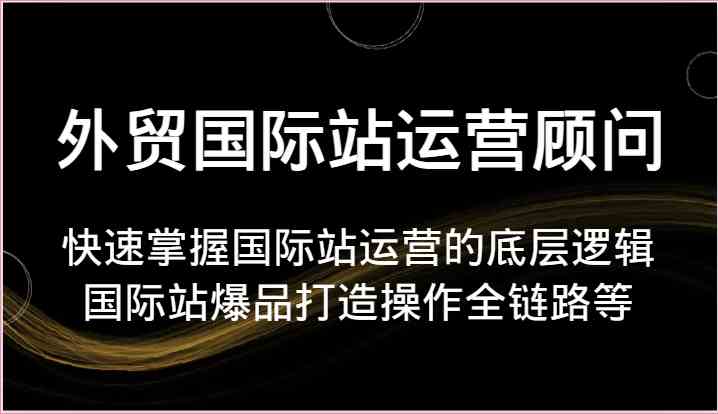 外贸国际站运营顾问-快速掌握国际站运营的底层逻辑，国际站爆品打造操作全链路等-87副业网