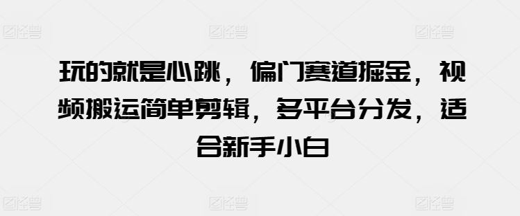 玩的就是心跳，偏门赛道掘金，视频搬运简单剪辑，多平台分发，适合新手小白【揭秘】-87副业网