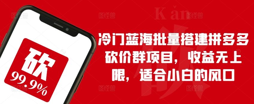 冷门蓝海批量搭建拼多多砍价群项目，收益无上限，适合小白的风口【揭秘】-87副业网