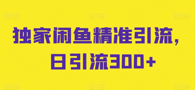 独家闲鱼精准引流，日引流300+【揭秘】-87副业网