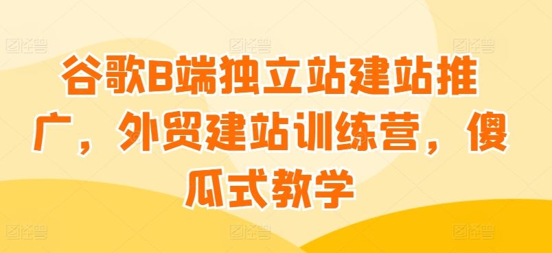 谷歌B端独立站建站推广，外贸建站训练营，傻瓜式教学-87副业网