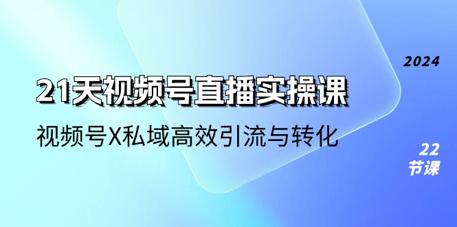 21天视频号直播实操课，视频号X私域高效引流与转化（22节课）-87副业网