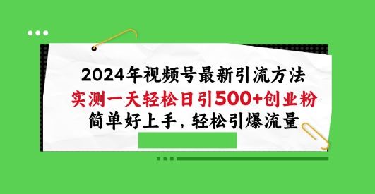 2024年视频号最新引流方法，实测一天轻松日引100+创业粉，简单好上手，轻松引爆流量【揭秘】-87副业网