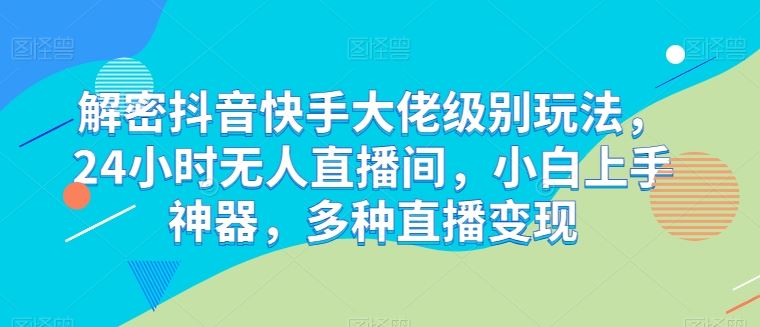 解密抖音快手大佬级别玩法，24小时无人直播间，小白上手神器，多种直播变现【揭秘】-87副业网