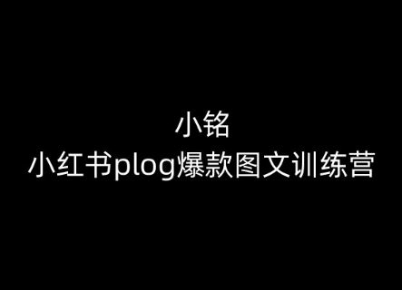 小铭-小红书plog爆款图文训练营，教你从0-1做小红书-87副业网