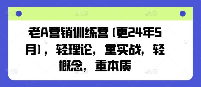 老A营销训练营(更24年5月)，轻理论，重实战，轻概念，重本质-87副业网