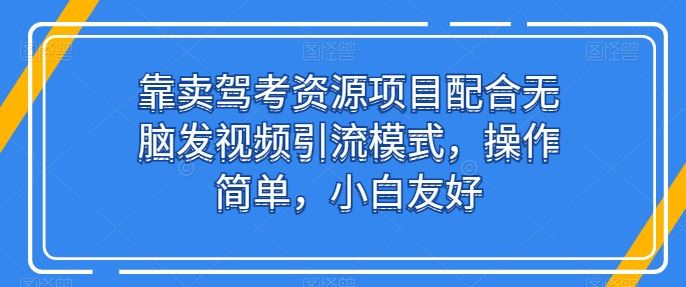 靠卖驾考资源项目配合无脑发视频引流模式，操作简单，小白友好【揭秘】-87副业网