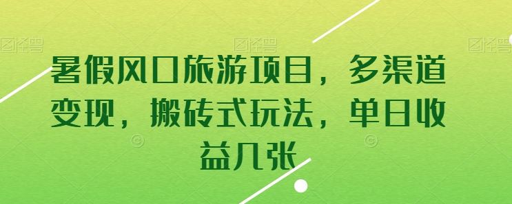 暑假风口旅游项目，多渠道变现，搬砖式玩法，单日收益几张【揭秘】-87副业网