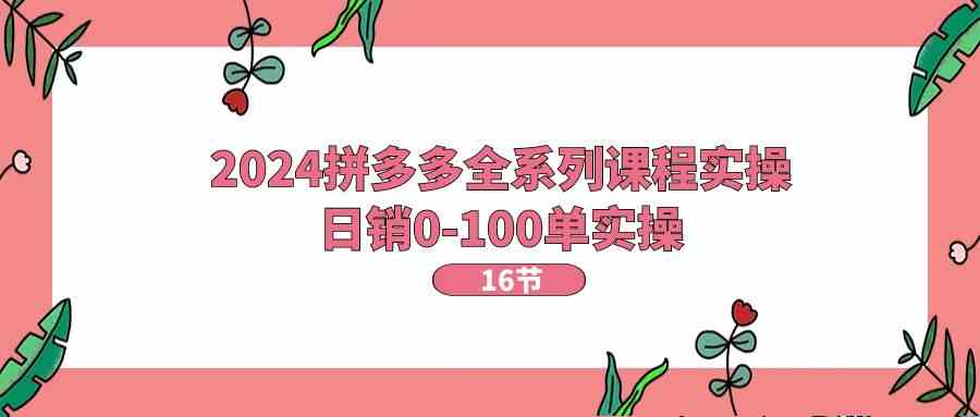 2024拼多多全系列课程实操，日销0-100单实操【16节课】-87副业网