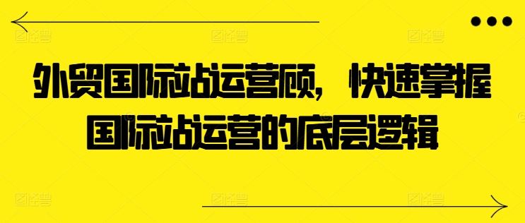 外贸国际站运营顾问，快速掌握国际站运营的底层逻辑-87副业网