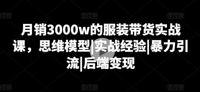 月销3000w的服装带货实战课，思维模型|实战经验|暴力引流|后端变现-87副业网