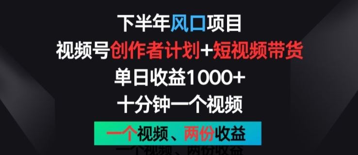 下半年风口项目，视频号创作者计划+视频带货，一个视频两份收益，十分钟一个视频【揭秘】-87副业网