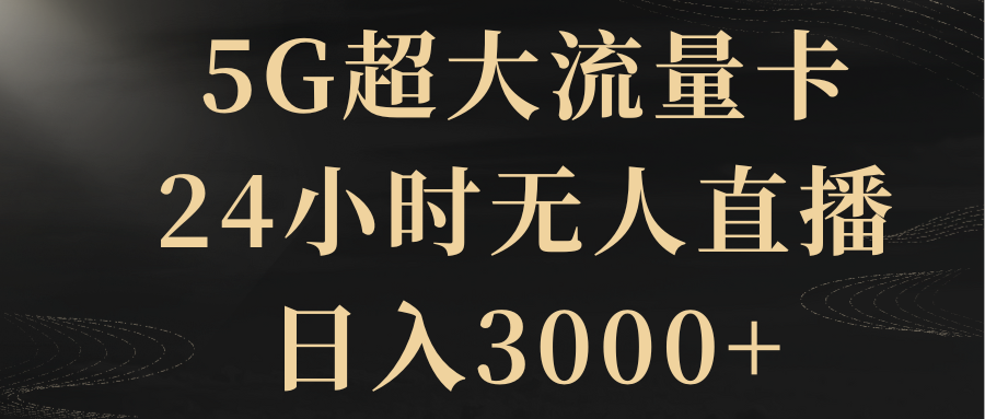 （8304期）5G超大流量卡，24小时无人直播，日入3000+-87副业网