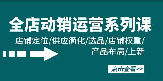 （9845期）全店·动销运营系列课：店铺定位/供应简化/选品/店铺权重/产品布局/上新-87副业网