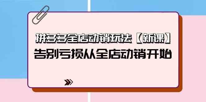 （9974期）拼多多全店动销玩法【新课】，告别亏损从全店动销开始（4节视频课）-87副业网