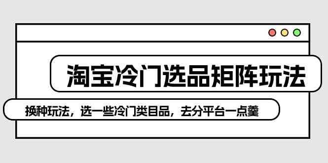 （10159期）淘宝冷门选品矩阵玩法：换种玩法，选一些冷门类目品，去分平台一点羹-87副业网