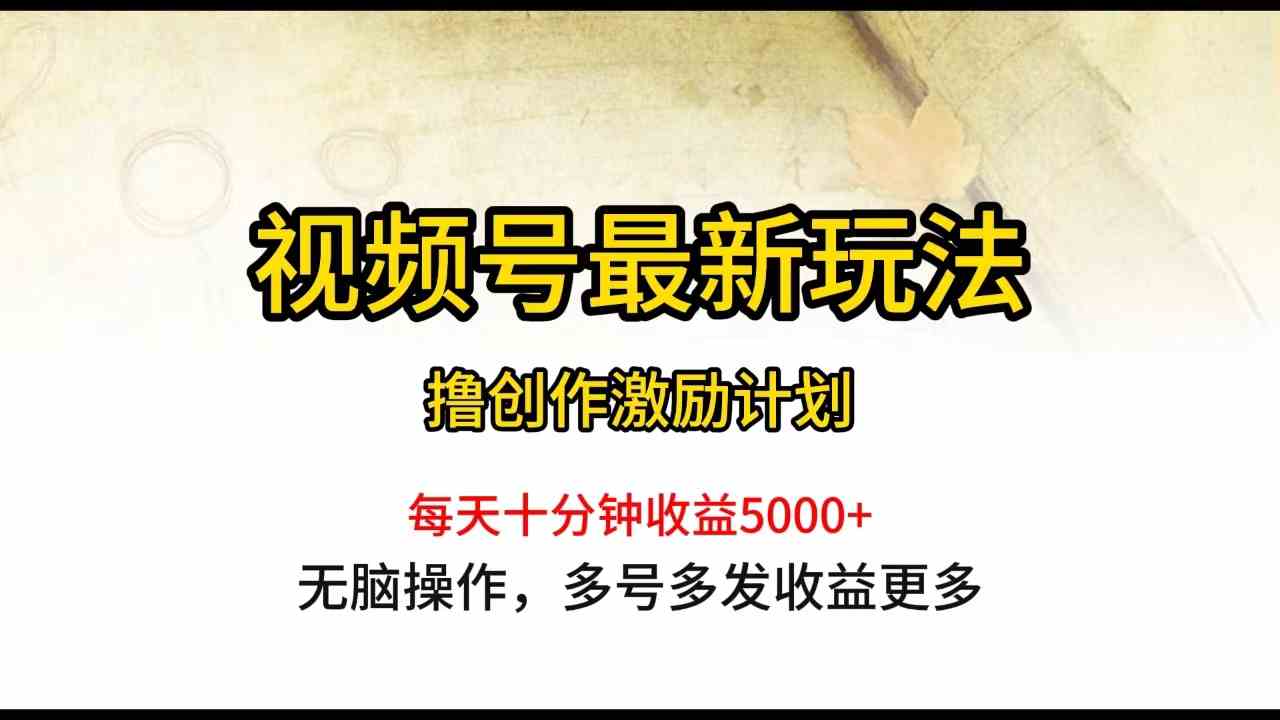 （10087期）视频号最新玩法，每日一小时月入5000+-87副业网