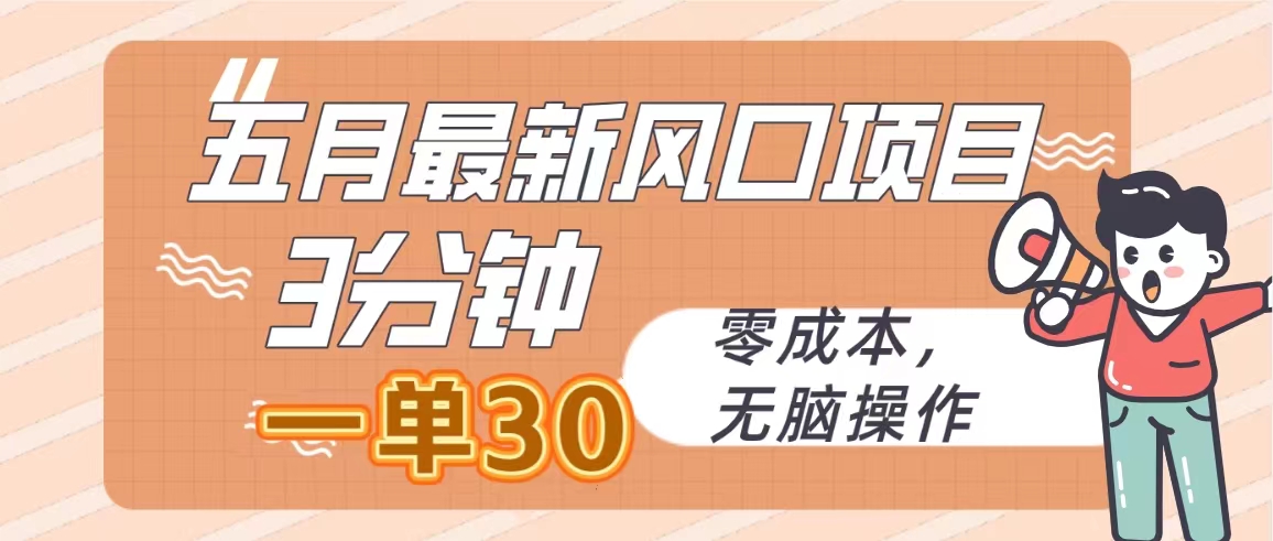 （10256期）五月最新风口项目，3分钟一单30，零成本，无脑操作-87副业网