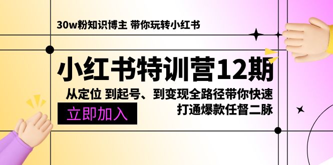 （10666期）小红书特训营12期：从定位 到起号、到变现全路径带你快速打通爆款任督二脉-87副业网