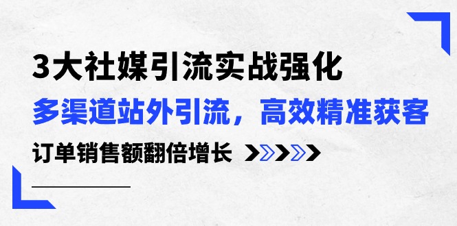 （10563期）3大社媒引流实操强化，多渠道站外引流/高效精准获客/订单销售额翻倍增长-87副业网