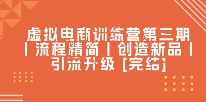 （10960期）虚拟电商训练营第三期丨流程精简丨创造新品丨引流升级 [完结]-87副业网