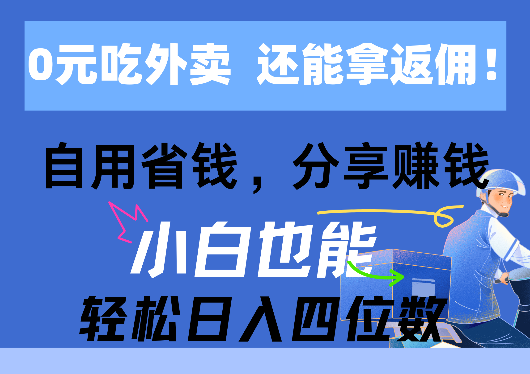 （11037期）0元吃外卖， 还拿高返佣！自用省钱，分享赚钱，小白也能轻松日入四位数-87副业网