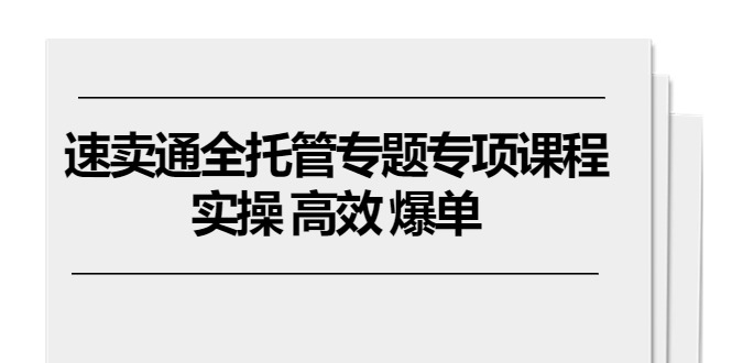 （10917期）速卖通 全托管专题专项课程，实操 高效 爆单（11节课）-87副业网