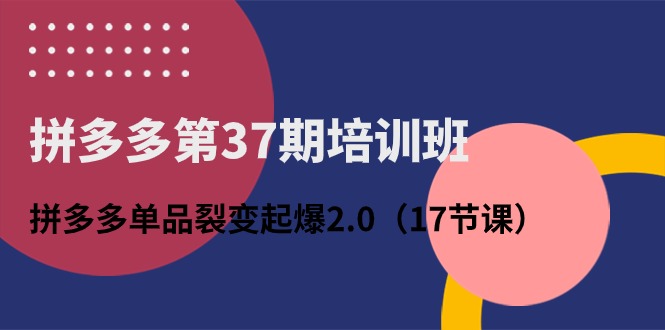 （10835期）拼多多第37期培训班：拼多多单品裂变起爆2.0（17节课）-87副业网