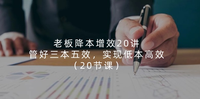 （11238期）老板 降本增效20讲，管好 三本五效，实现低本高效（20节课）-87副业网