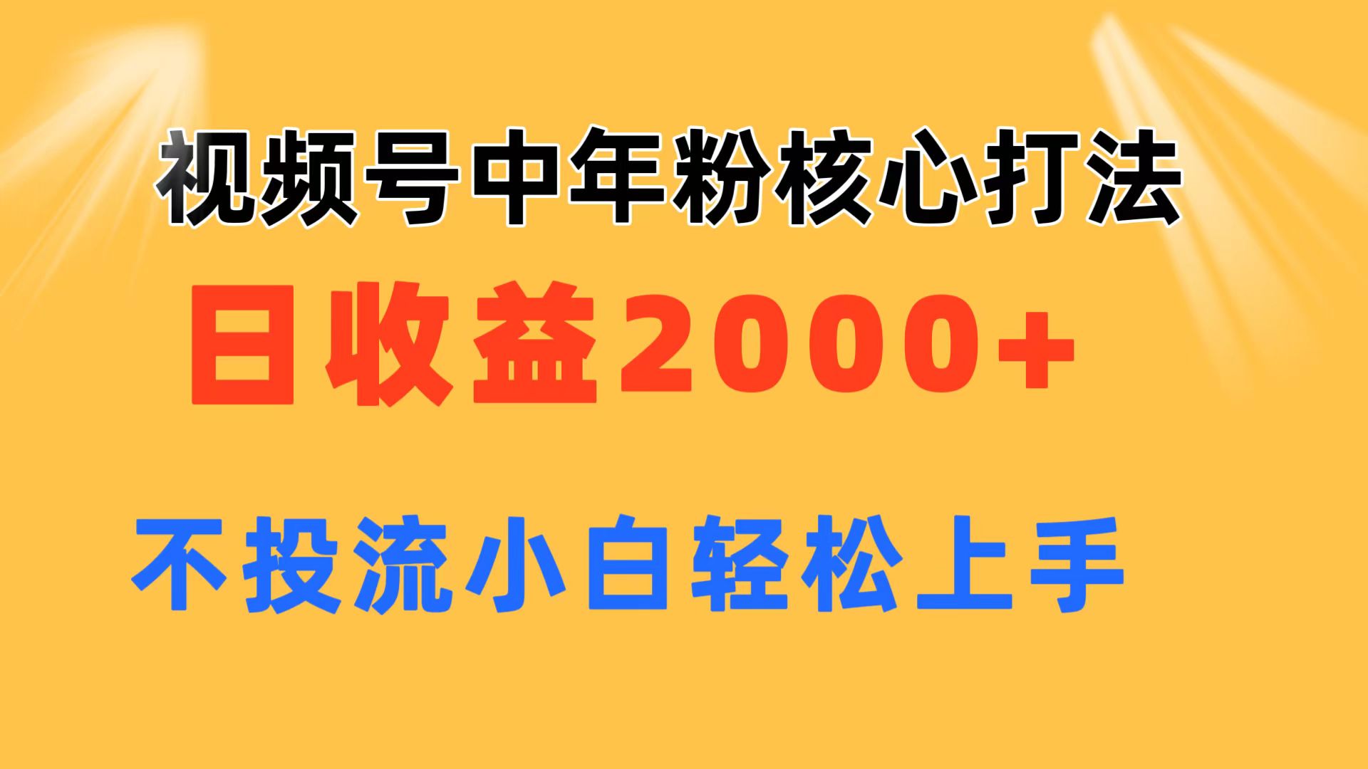 （11205期）视频号中年粉核心玩法 日收益2000+ 不投流小白轻松上手-87副业网