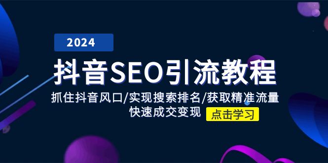 （11352期）抖音 SEO引流教程：抓住抖音风口/实现搜索排名/获取精准流量/快速成交变现-87副业网