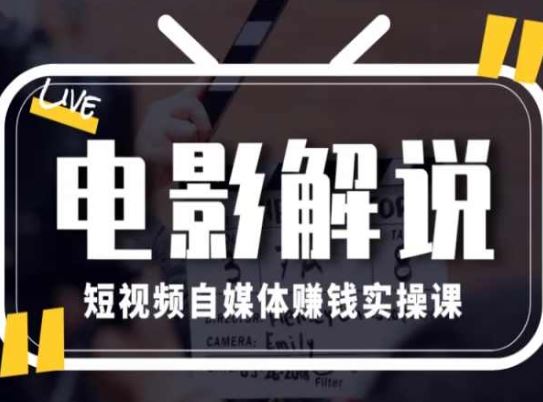 电影解说短视频自媒体赚钱实操课，教你做电影解说短视频，月赚1万-87副业网