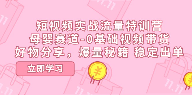 （11373期）短视频实战流量特训营，母婴赛道-0基础带货，好物分享，爆量秘籍 稳定出单-87副业网