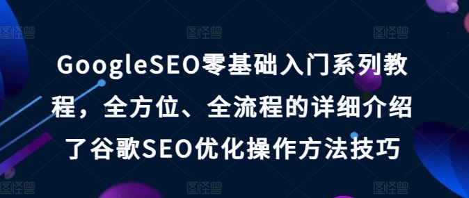 GoogleSEO零基础入门系列教程，全方位、全流程的详细介绍了谷歌SEO优化操作方法技巧-87副业网