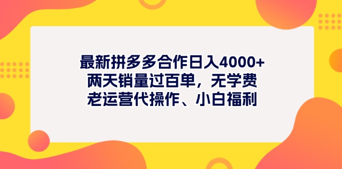 （11410期）最新拼多多项目日入4000+两天销量过百单，无学费、老运营代操作、小白福利-87副业网