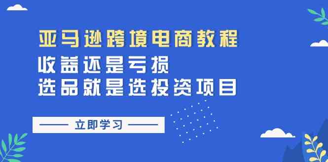 亚马逊跨境电商教程：收益还是亏损！选品就是选投资项目-87副业网